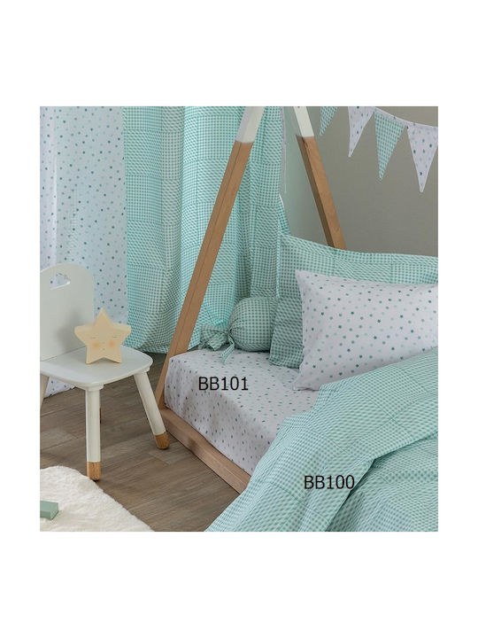 Palamaiki Sheet Single with Elastic Band Cotton BB101 Aqua 110x200cm