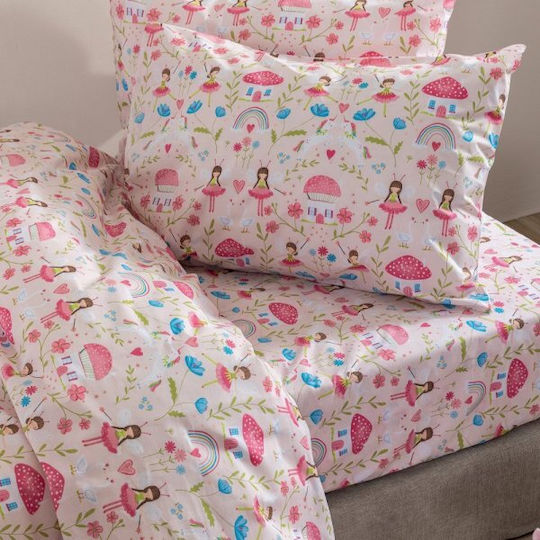 Palamaiki Seturi de cearșafuri Single Bumbac MK772 Roz 170x260cm 3buc