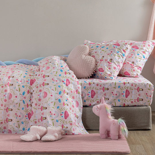 Palamaiki Seturi de cearșafuri Single Bumbac MK772 Roz 170x260cm 3buc