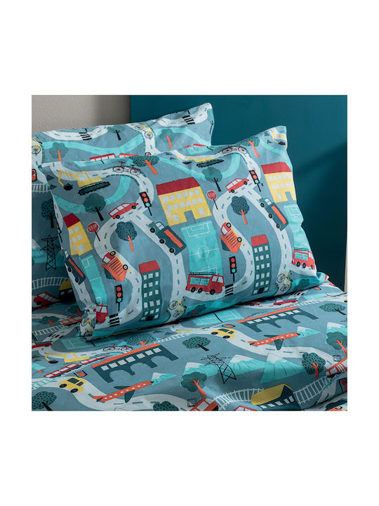 Palamaiki Sheet Set Single Cotton MK771 Blue 170x260cm 3pcs