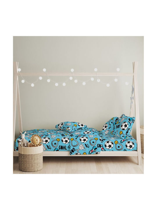 Cokitex Σετ Σεντόνια Μονά Βαμβακερά Μπλε 165x270cm 2τμχ