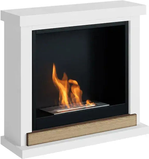 Tagu Indoor Wall Mounted Bioethanol Fireplace White 75x24.5x67.6cm