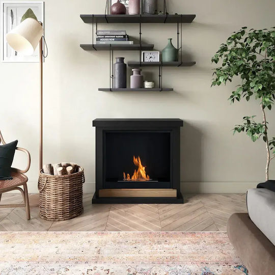 Tagu Indoor Wall Mounted Bioethanol Fireplace Black 75x24.5x67.6cm