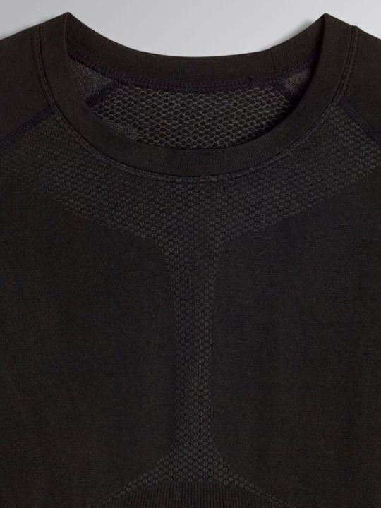 Diadora Men's Thermal Long-Sleeved Shirt Black 85% Polyamide 12% Polypropylene Dryarn 3% Spandex 181454