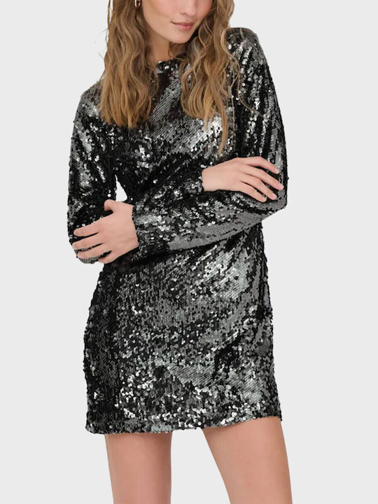 Mini Abendkleid Off-Shoulder Grau