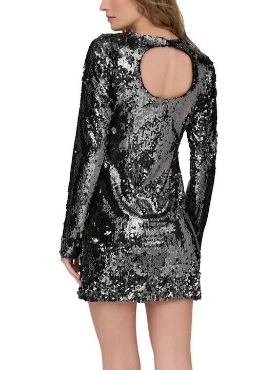 Mini Abendkleid Off-Shoulder Grau