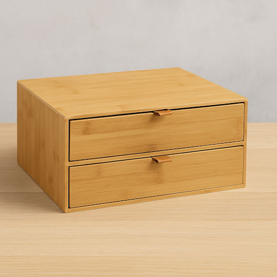 Atmosphera Wooden Desktop Drawer 2 Positions 14.5x20x25cm Beige