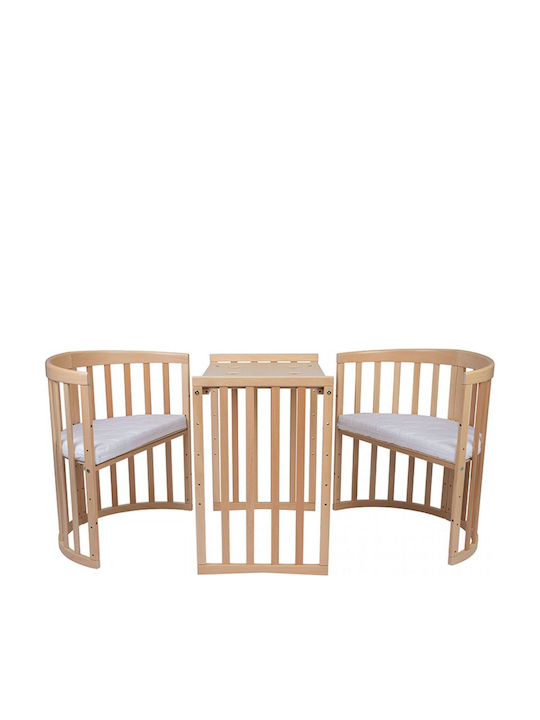 Waldin Convertible Baby Crib Beige with Mattress 78x128cm