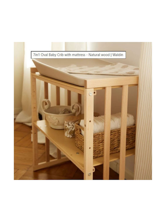Waldin Convertible Baby Crib Beige with Mattress 78x128cm