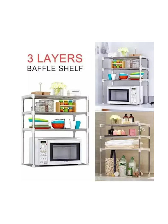 Tisch-Küchenorganizer-Ständer Metall 3 Regale 60x25x65 Silber