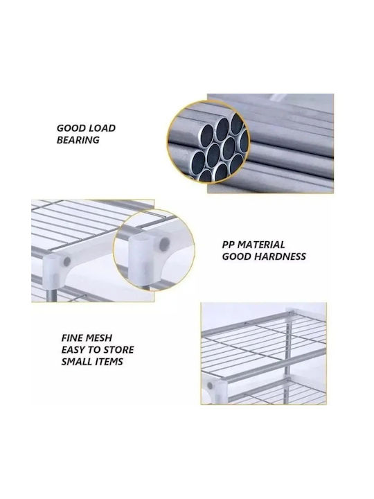 Tisch-Küchenorganizer-Ständer Metall 3 Regale 60x25x65 Silber