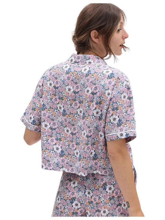 Retro Κοντομάνικο Γυναικείο Πουκάμισο Retro Floral Floral