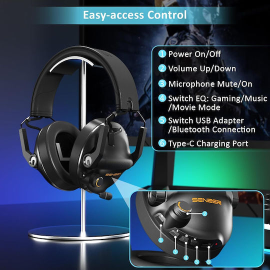 X00290AY71 Căști Gaming Wireless Over Ear cu Conectivitate Bluetooth USB pentru PC PS4 PS5