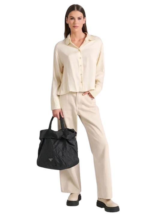 Langärmelig Damen Hemd Beige