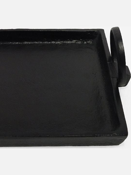 InTheBox Metall Rechteckig Serviertablett mit Griffen in Schwarz Farbe 50x19x3cm 028998 1Stück