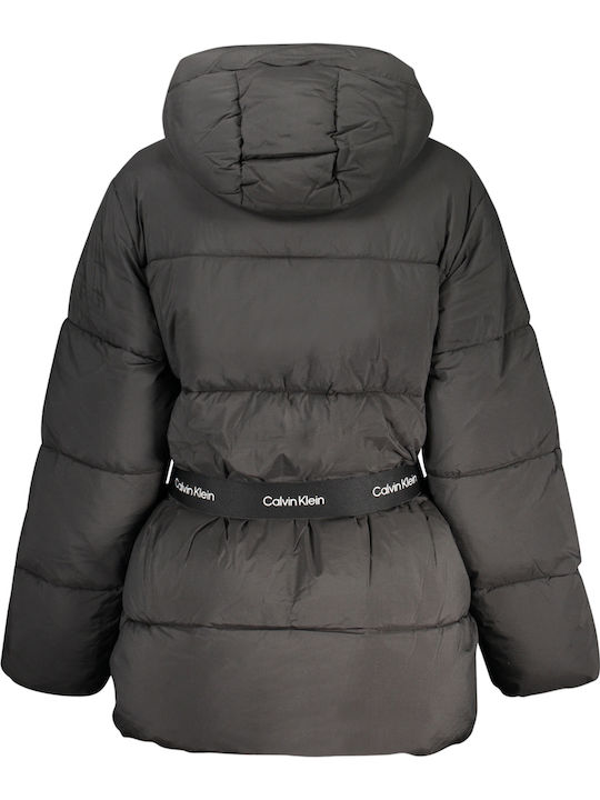 Lang Damen Puffer Jacke Black