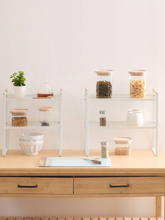 5Five Floor Bathroom Shelf Metallic with 2 Shelves 33x21x37.5cm White