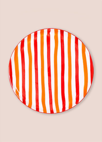 Hermia Plate Shallow Ceramic Multicolour with Diameter 30cm
