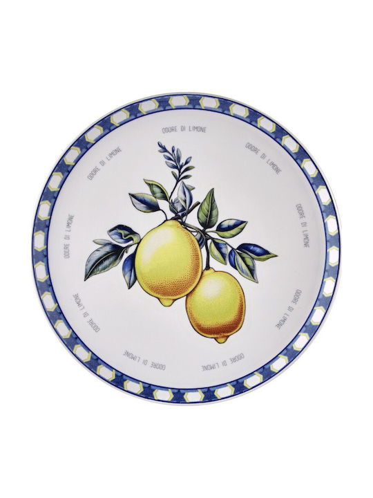 Hermia Plate Shallow Ceramic Multicolour with Diameter 30cm