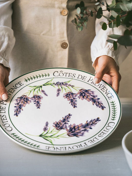 Hermia Plate Shallow Ceramic Multicolour with Diameter 30cm