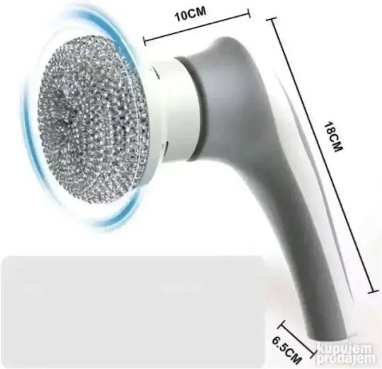 Plastic Rotating Cleaning Brush with Handle Gray