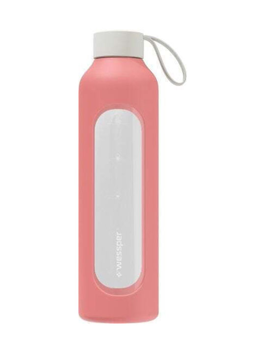 Wessper Bottle Water Glass with Screw Cap Pink 1000ml