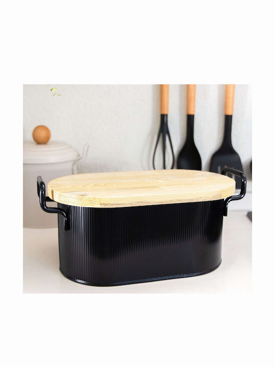Hermia Brotkasten Metallisch Schwarz 39x22x16cm