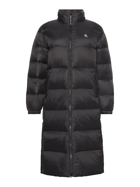 Μακρύ Γυναικείο Puffer Μπουφάν για Χειμώνα Black