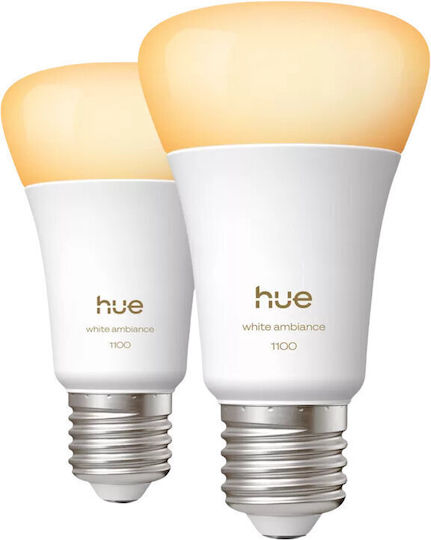 Philips Smart Bulbs LED 8.1W for Socket E27 and Shape A60 Warm White 1100lm Dimmable 2pcs