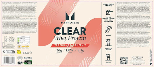 Myprotein Clear Whey Isolate Protein Molke mit Geschmack Pfirsich-Tee 488gr