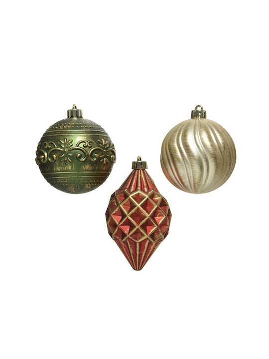 Christmas Tree Ornaments Shatterproof Gold Antique Mix D8cm Set of 9 Pieces Christmas Tree Ornaments Shatterproof Gold Antique Mix D8cm Set of 9 Pieces