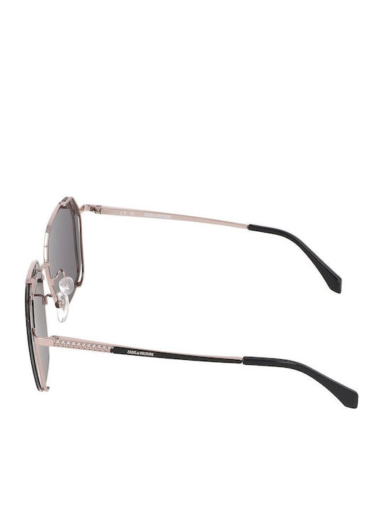 Zadig & Voltaire Unisex Sunglasses with Silver Metal Frame and Black Lens