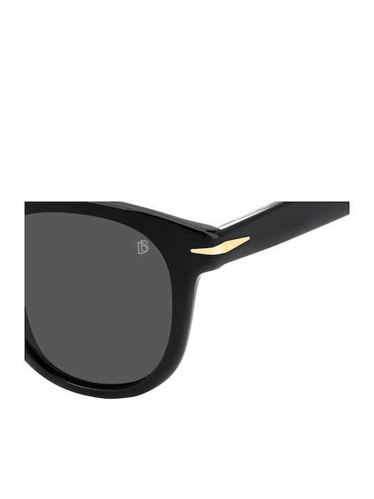 David Beckham Unisex Sunglasses with Black Plastic Frame and Black Lens DB 1198/S 807/IR