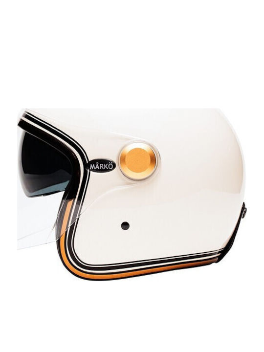 Marko Helmets Boreal Cremă Cască Moto Jet ECE 22.06 cu Sunvisor