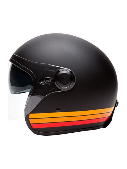 Marko Helmets Boreal Matt Black Orange Κράνος Μηχανής Jet ECE 22.06 με Sunvisor