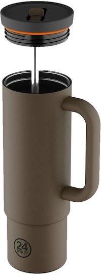 24Bottles Stainless Steel Thermos Bottle BPA Free 800ml Mocha with Straw