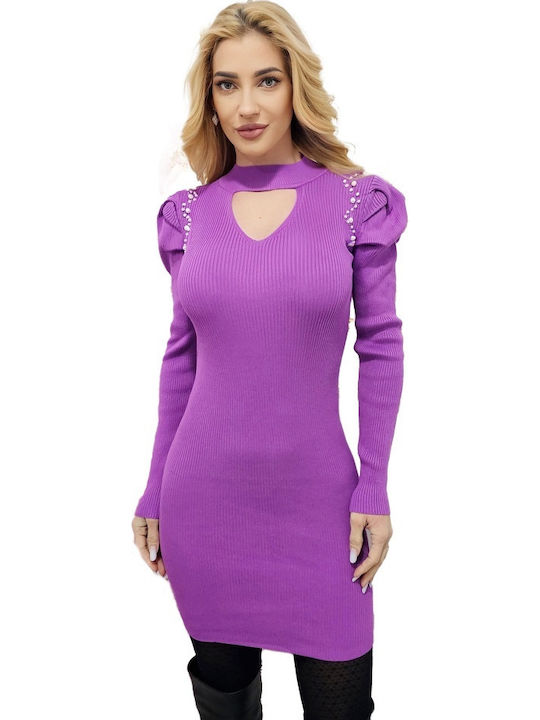 Rochie Mini Tricotată Mov