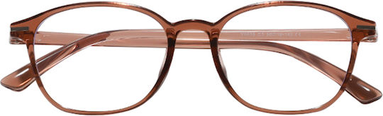 Techsuit Anti-Blue Light Glasses Reflex PC 6635 Unisex Round TR90 Frame AC Lens Transparent Brown