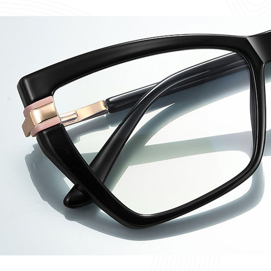 Techsuit Anti-Blue Light Glasses Reflex PC 2269 Women Oversized TR90 & Metal Frame AC Lens Black