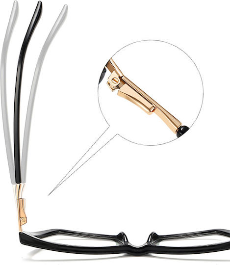 Techsuit Anti-Blue Light Glasses Reflex PC 2269 Women Oversized TR90 & Metal Frame AC Lens Black