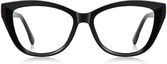 Techsuit Anti-Blue Light Glasses Reflex PC 2276 Women Cat Eye TR90 & Metal Frame AC Lens Black