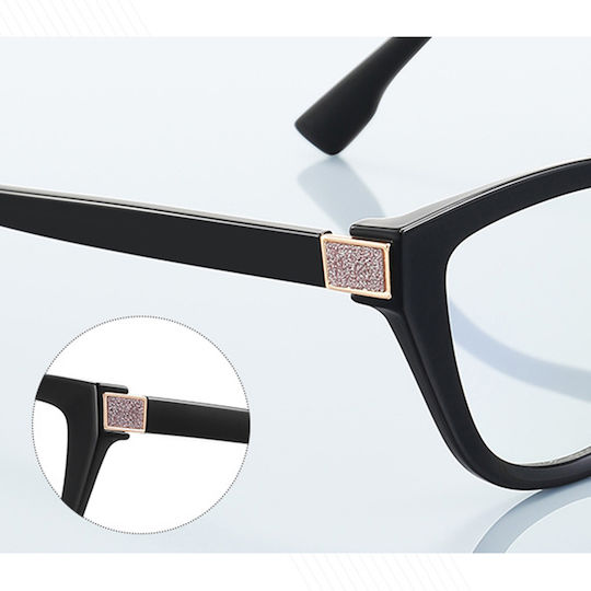 Techsuit Anti-Blue Light Glasses Reflex PC 2276 Women Cat Eye TR90 & Metal Frame AC Lens Black