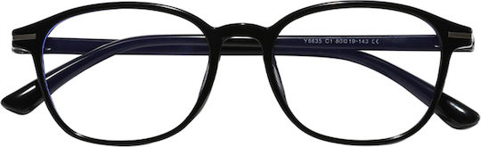 Techsuit Anti-Blue Light Glasses Reflex PC 6635 Unisex Round TR90 Frame AC Lens Black