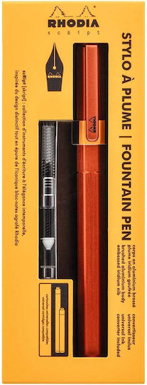 Rhodia Fountain Pen Medium Orange Aluminum with Orange Ink