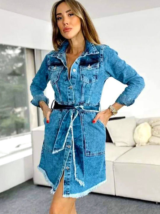 Denim Kleid Ganztägig Blau