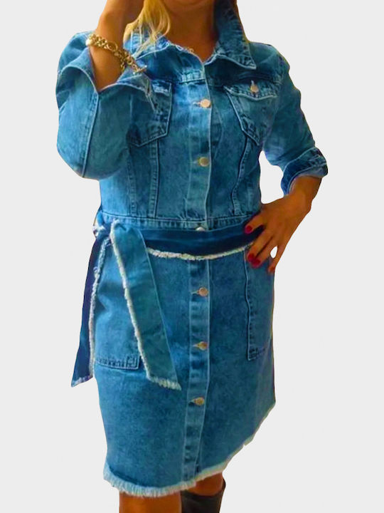 Mini Σεμιζιέ Φόρεμα Τζιν Blue