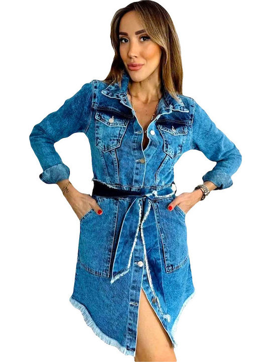 Mini Σεμιζιέ Φόρεμα Τζιν Blue