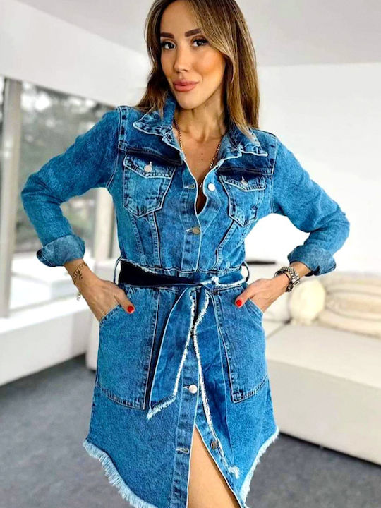 Mini Σεμιζιέ Φόρεμα Τζιν Blue