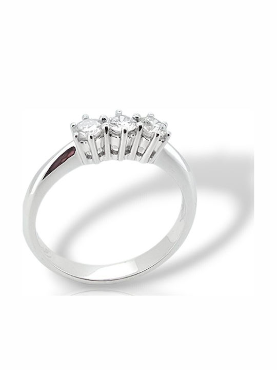 Mentzos Ring with Diamond made of White gold 18K