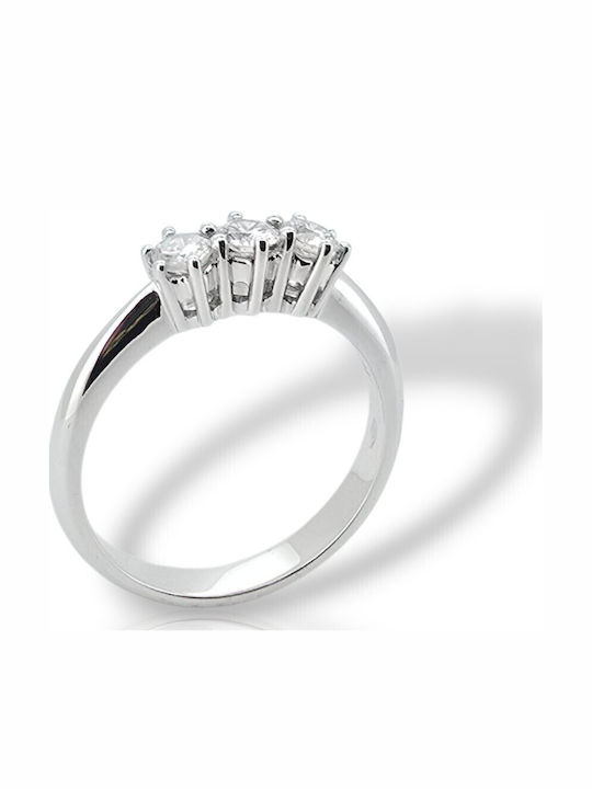 Mentzos Ring with Diamond made of White gold 18K